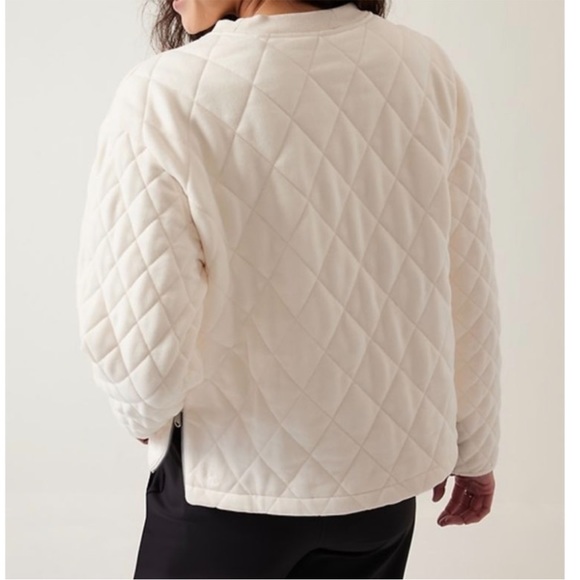 Athleta Retroplush Quilted Crewneck Sweatshirt Size XS White🆕 - Picture 3 of 8
